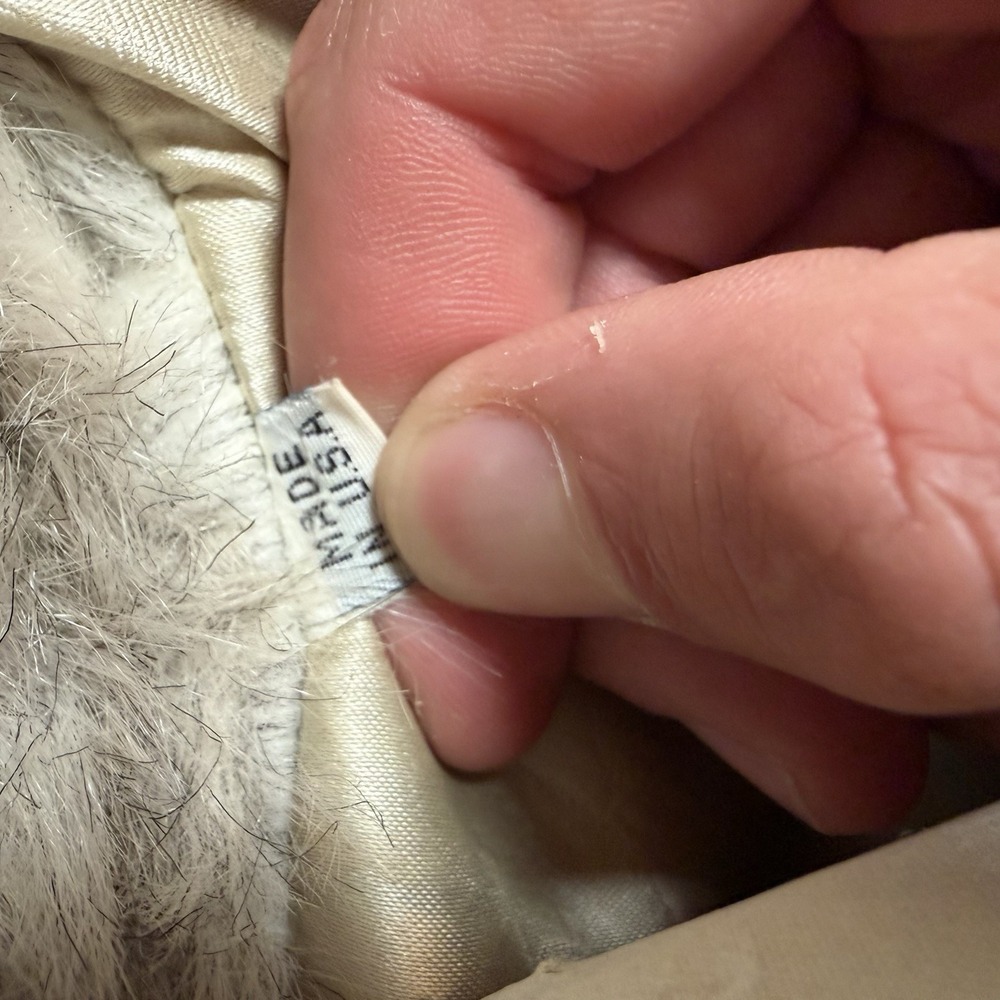 Vintage 70s 80s Faux Fur Coat Long Striped Gray Silver ILGWU Union Made M L - Picture 8 of 13